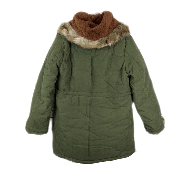 Curlbiuty Womens Dark Olive Winter Faux Fur Lining  Parka NWT Sz S - Picture 12 of 12